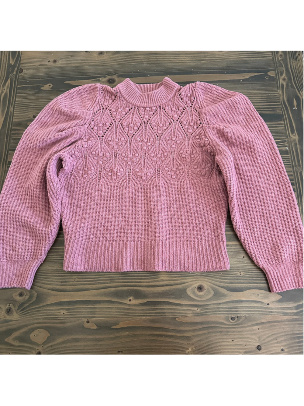 Women's A New Day Textured Knit Sweater Medium Pink Crew Neck Long Sleeve